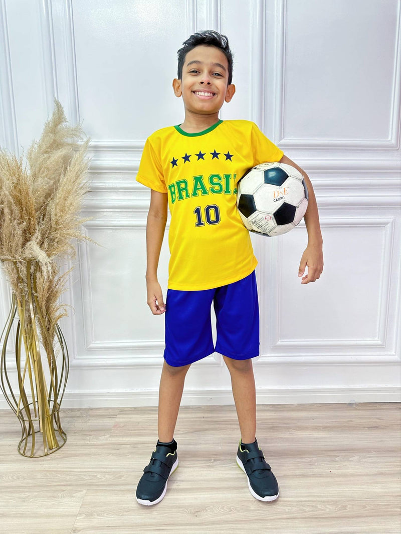 Conjunto Meninos Seleção Brasileira Amarelo e Azul